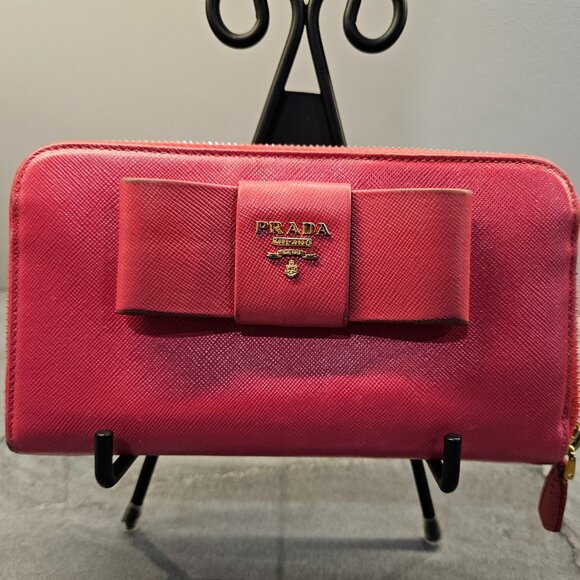 Prada Pink Saffiano Leather Wallet - Picture 1 of 15